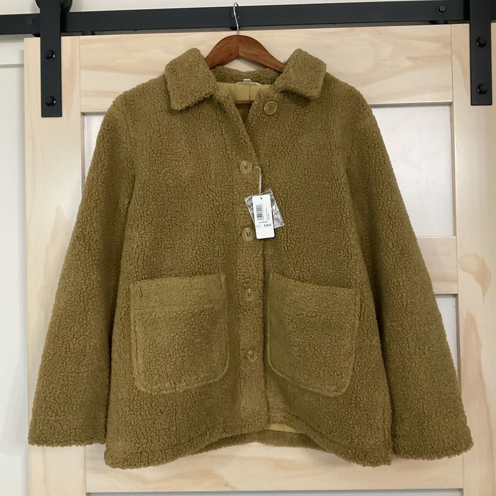 johnnie- O Faux Shearling Teddy Jacket | Olive Green | NWT | $348 MSRP Medium